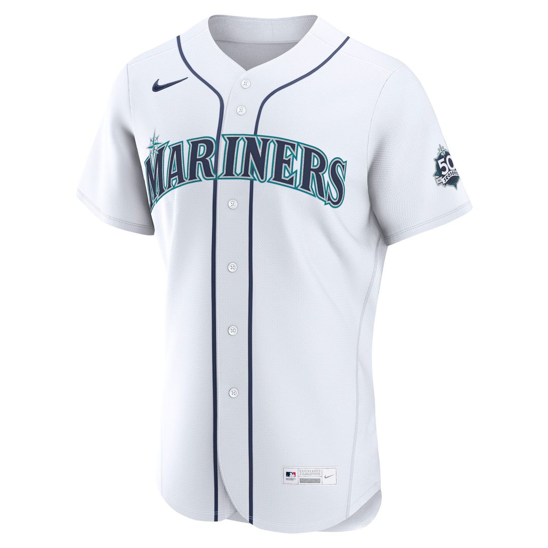 Seattle Mariners Nike George Kirby Home 50th Season Authentic Baseball Jersey - White