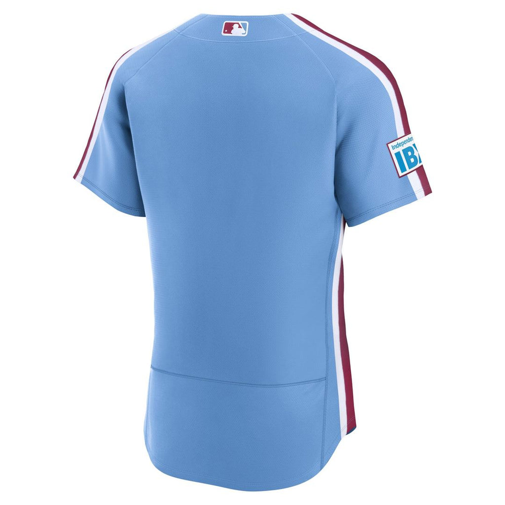 Philadelphia Phillies Nike Alternate Sponsor Patch Authentic Baseball Jersey - Light Blue