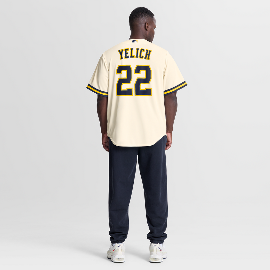 Milwaukee Brewers Nike Christian Yelich Home Replica Baseball Jersey - Cream