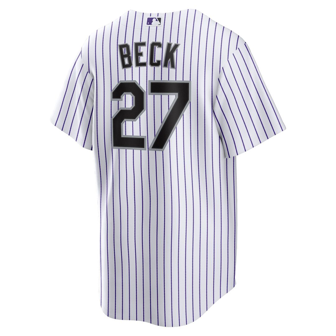 Colorado Rockies Nike Jordan Beck Home Replica Baseball Jersey - White