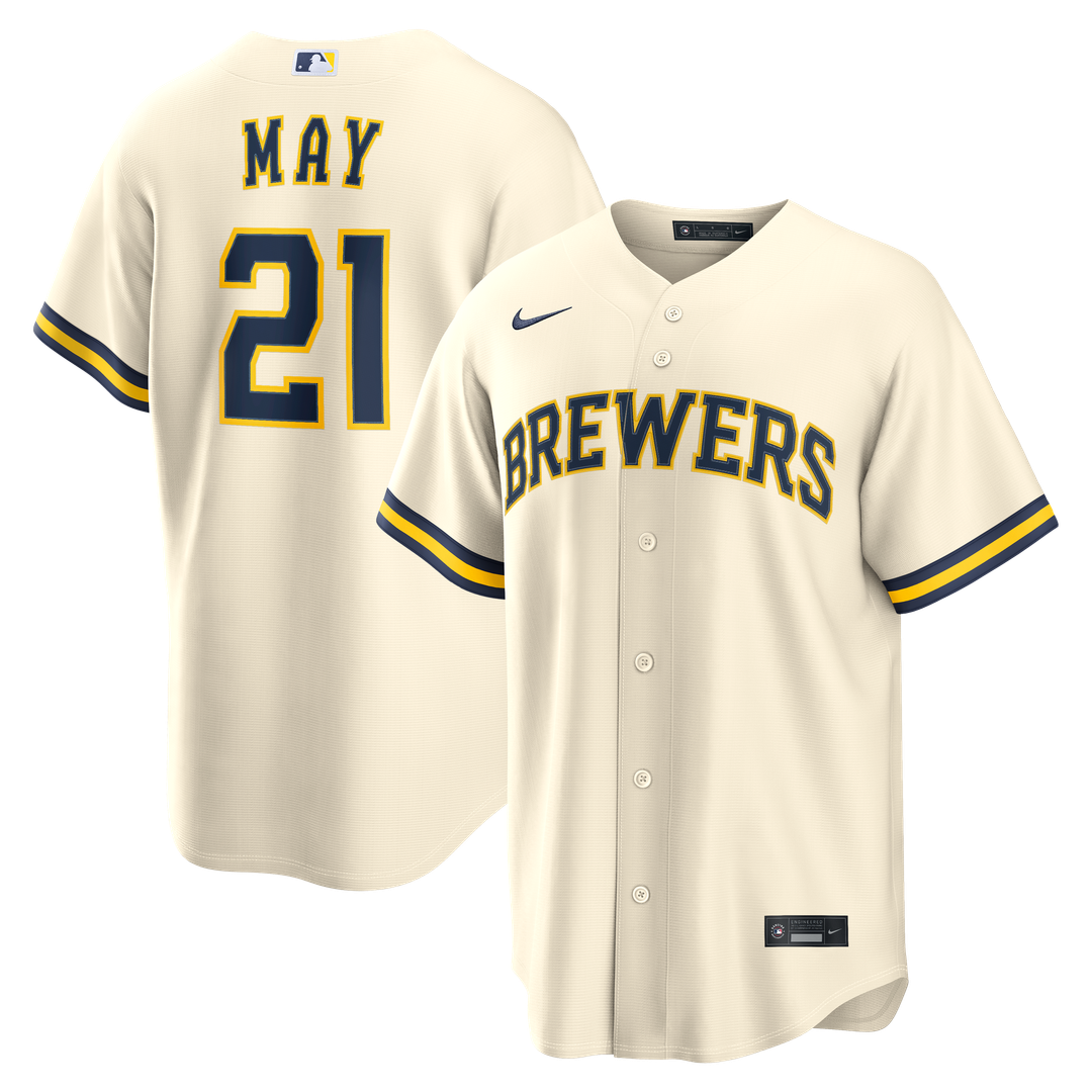Milwaukee Brewers Nike Dustin May Home Replica Baseball Jersey - Cream
