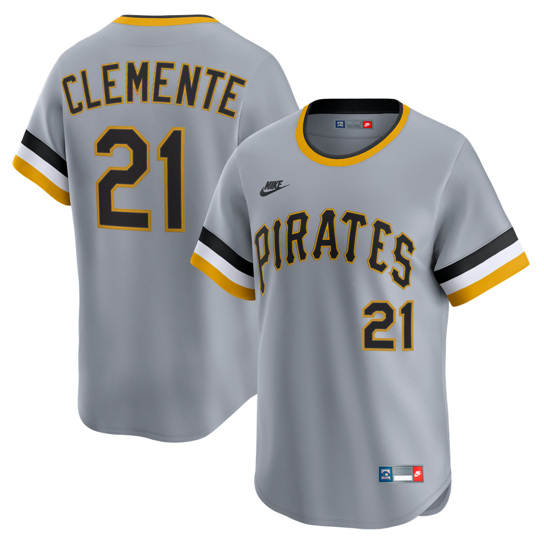 Pittsburgh Pirates Nike Roberto Clemente Throwback Cooperstown Collection Limited Baseball Jersey - Gray