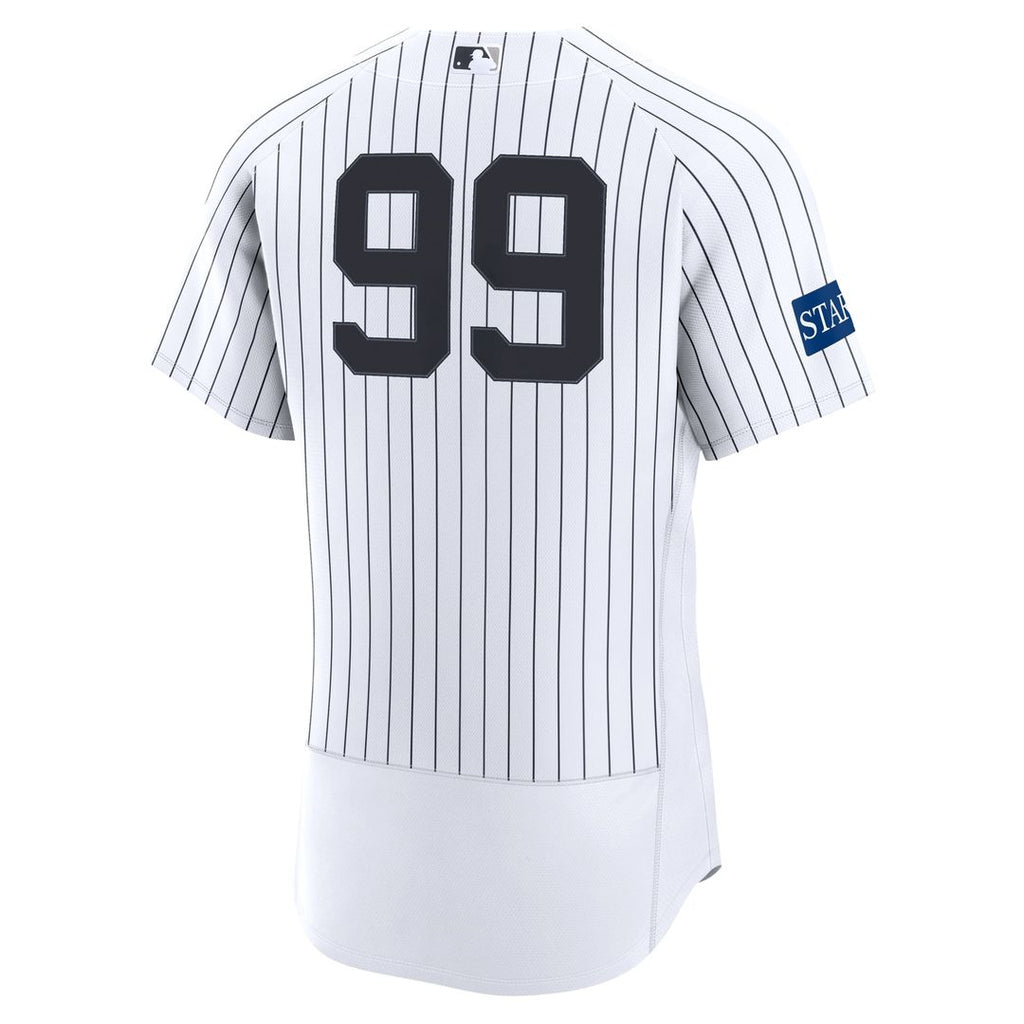 New York Yankees Nike Aaron Judge Home Authentic Sponsor Patch Baseball Jersey - White