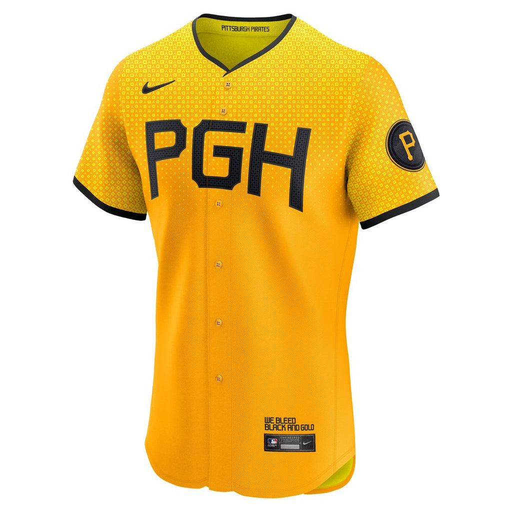 Pittsburgh Pirates Nike City Connect Elite Baseball Jersey - Gold