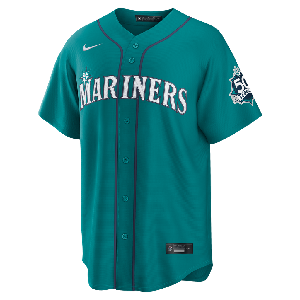 Seattle Mariners Nike Julio Rodríguez Alternate Stadium 50th Season Patch Baseball Jersey - Teal