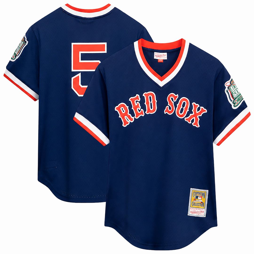 Boston Red Sox Mitchell & Ness Nomar Garciaparra Big & Tall Cooperstown Mesh Batting Practice Baseball Jersey - Navy