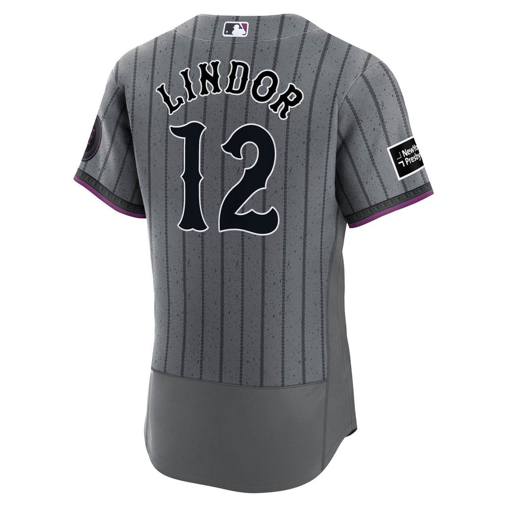 New York Mets Nike Francisco Lindor City Connect Authentic Sponsor Patch Baseball Jersey - Gray