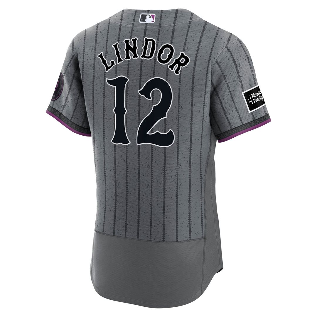 New York Mets Nike Francisco Lindor City Connect Authentic Sponsor Patch Baseball Jersey - Gray
