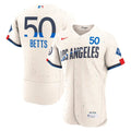 Los Angeles Dodgers Nike Mookie Betts City Connect Authentic Sponsor Patch Baseball Jersey - Cream