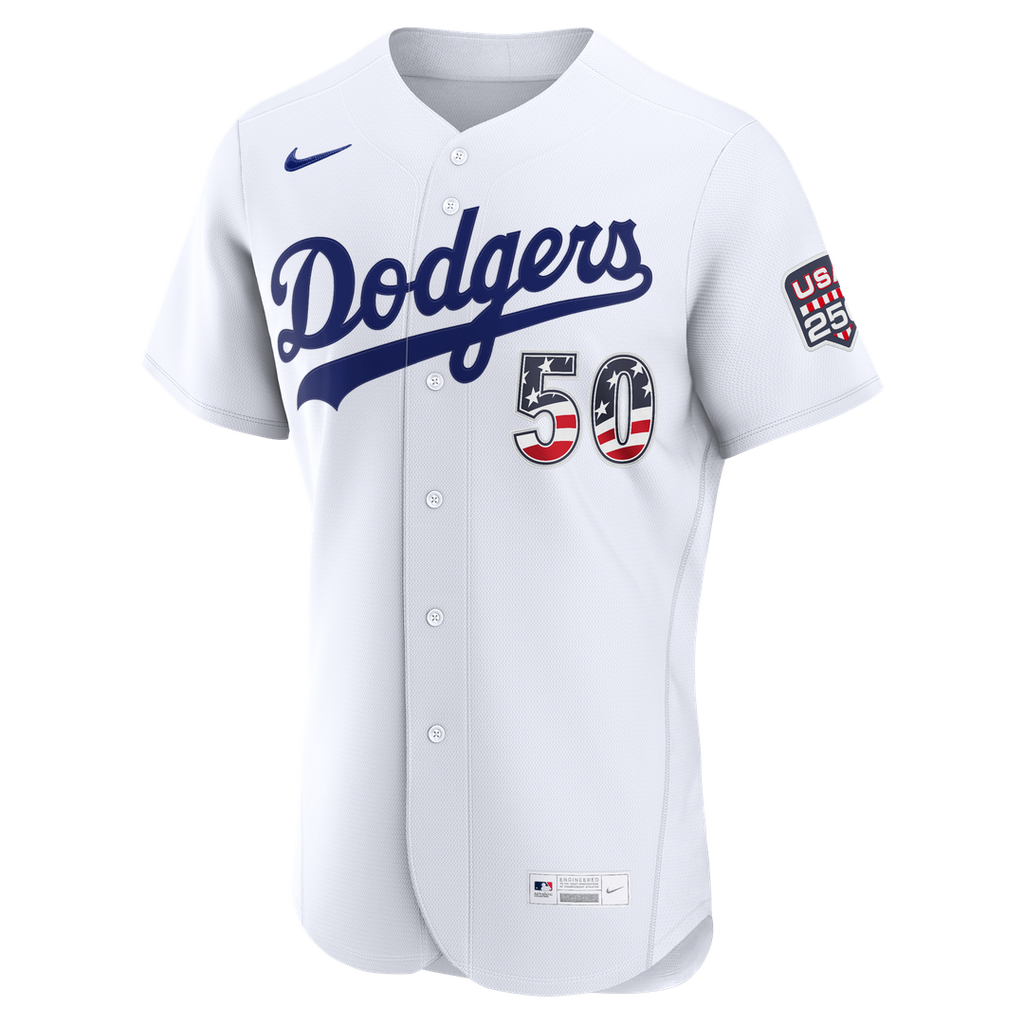 Los Angeles Dodgers Nike Fourth of July Mookie Betts USA 250 Authentic Baseball Jersey - White