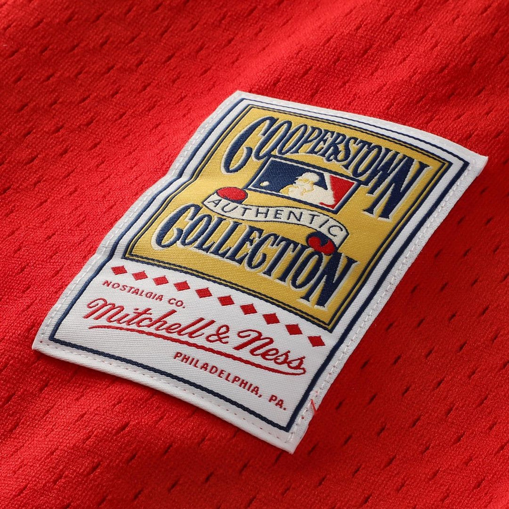 Philadelphia Phillies Mitchell & Ness Jimmy Rollins Cooperstown Mesh Batting Practice Button-Up Baseball Jersey - Red
