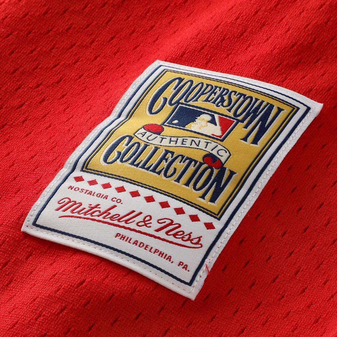 Philadelphia Phillies Mitchell & Ness Jimmy Rollins Cooperstown Mesh Batting Practice Button-Up Baseball Jersey - Red
