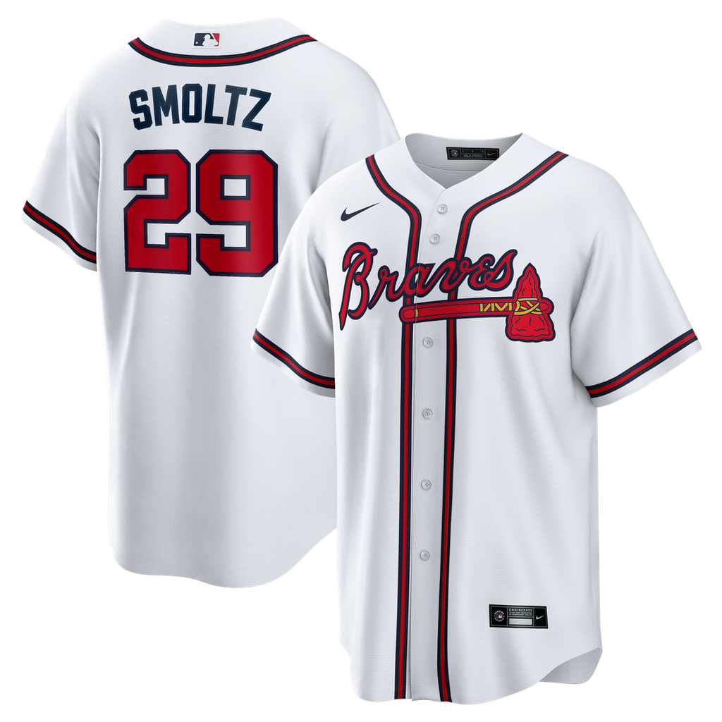 Atlanta Braves Nike John Smoltz Home Retired Player Replica Baseball Jersey - White