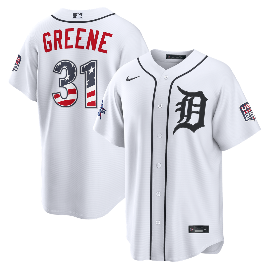 Detroit Tigers Nike 2026 All-Star Edition Stars & Stripes Riley Greene Stadium Baseball Jersey - White