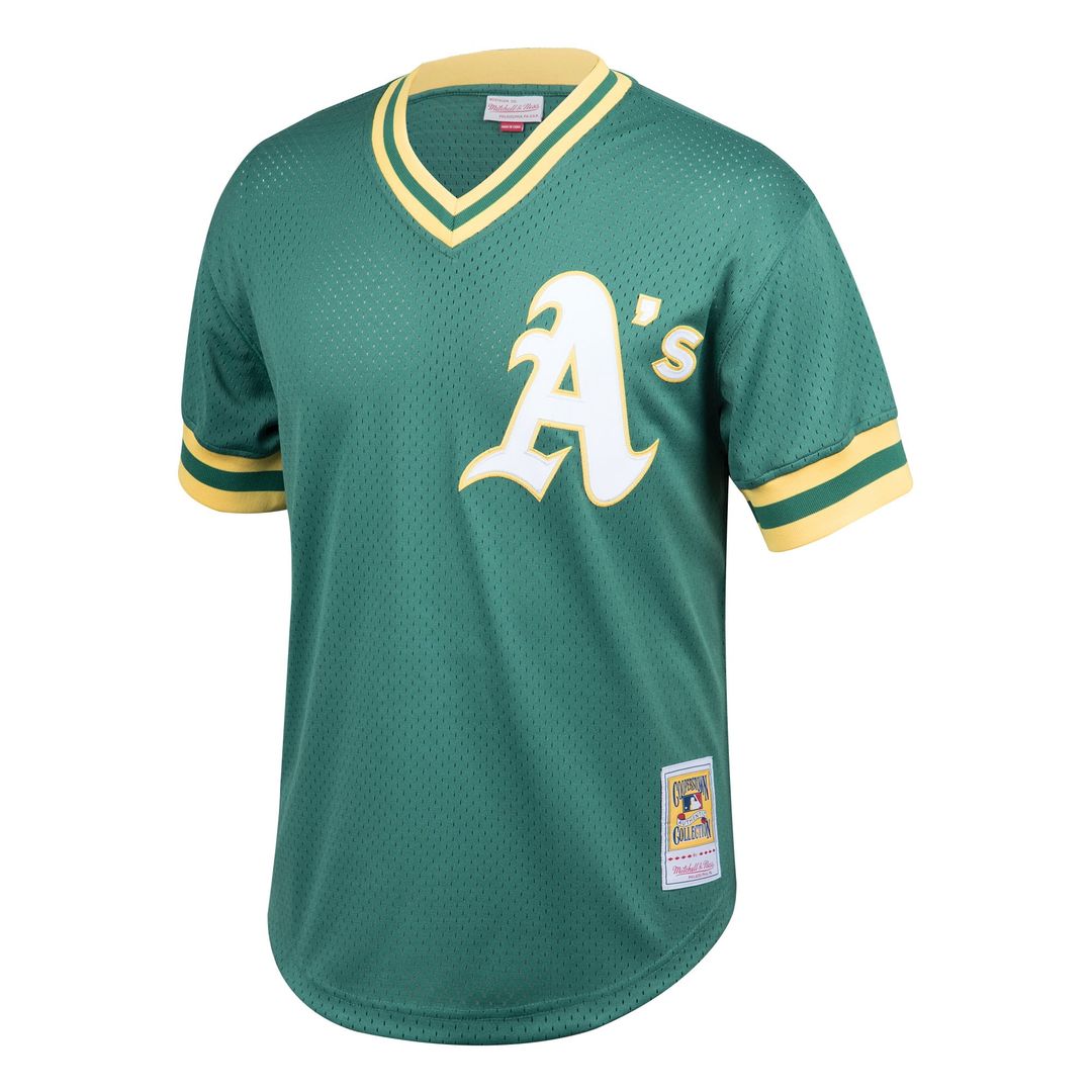 Athletics Mitchell & Ness Rickey Henderson Cooperstown Collection Big & Tall Mesh Batting Practice Baseball Jersey - Green