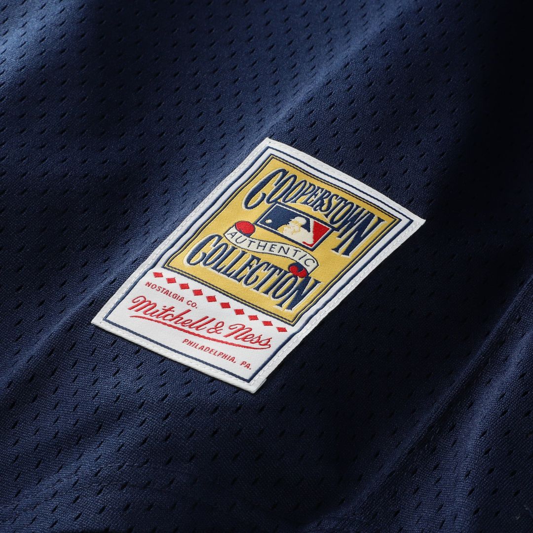 New York Yankees Mitchell & Ness Derek Jeter Cooperstown Collection Mesh Batting Practice Button-Up Baseball Jersey - Navy