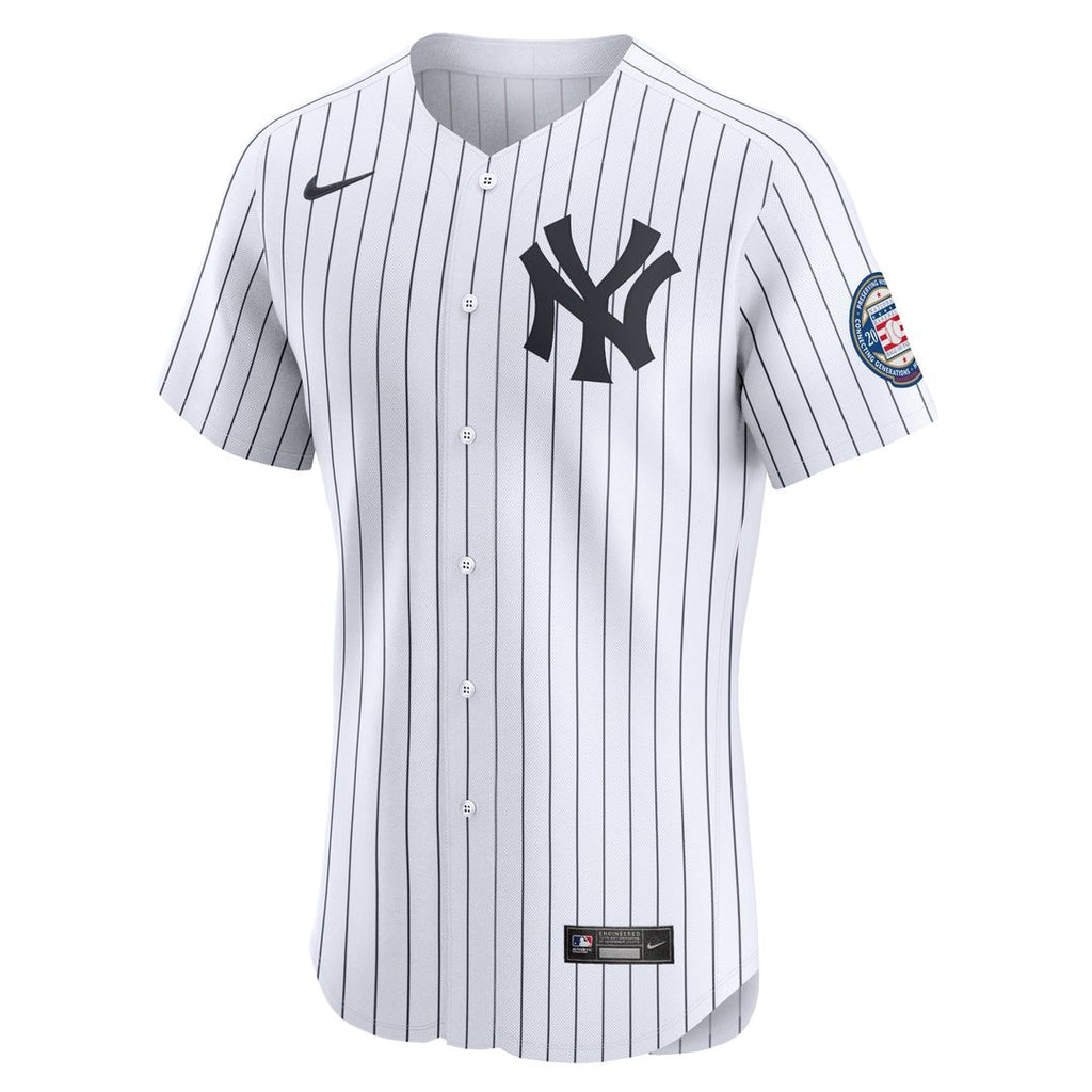 New York Yankees Nike Derek Jeter Home 2020 Hall of Fame Induction Patch Elite Baseball Jersey - White