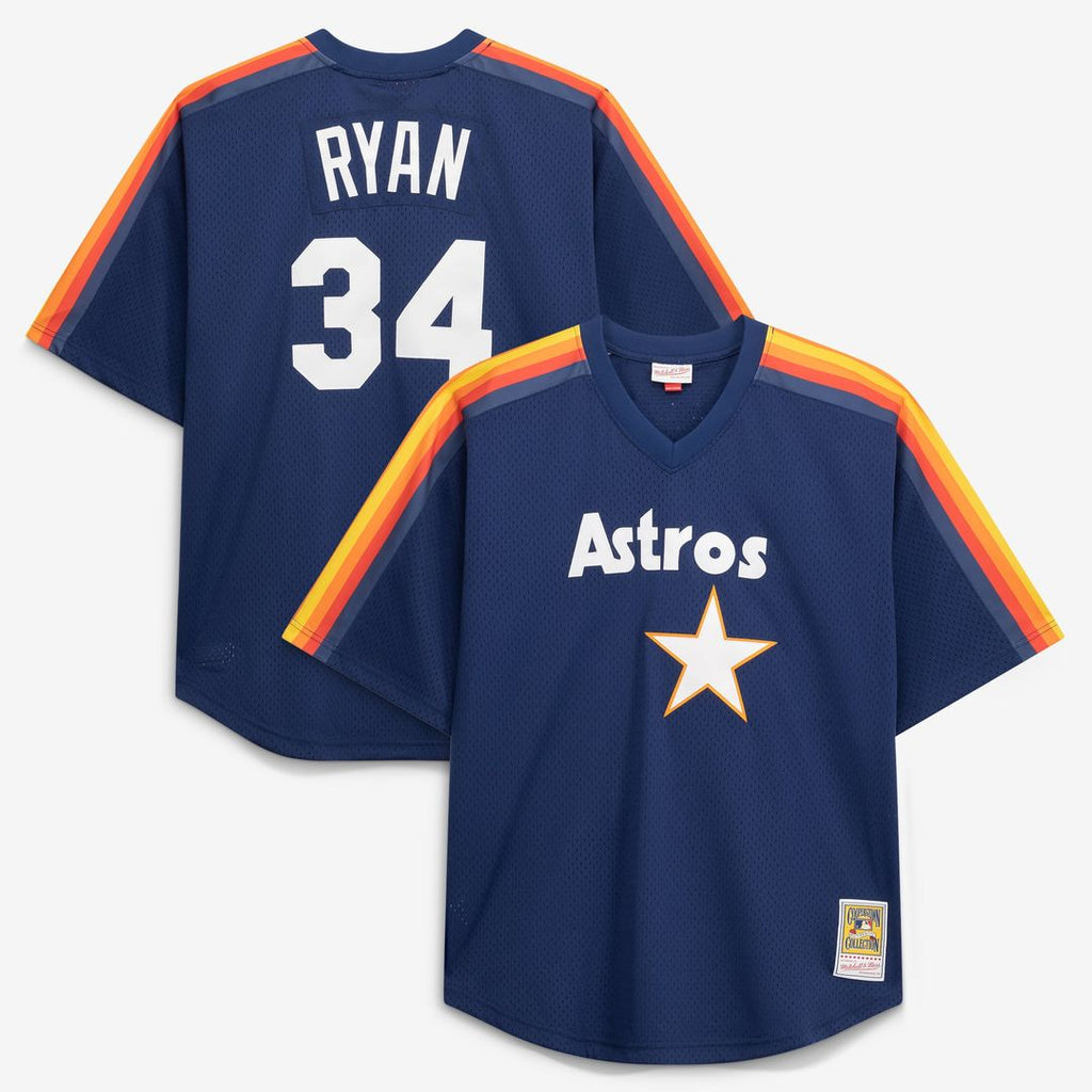 Houston Astros Mitchell & Ness Nolan Ryan Cooperstown Collection Big & Tall Mesh Batting Practice Baseball Jersey - Navy