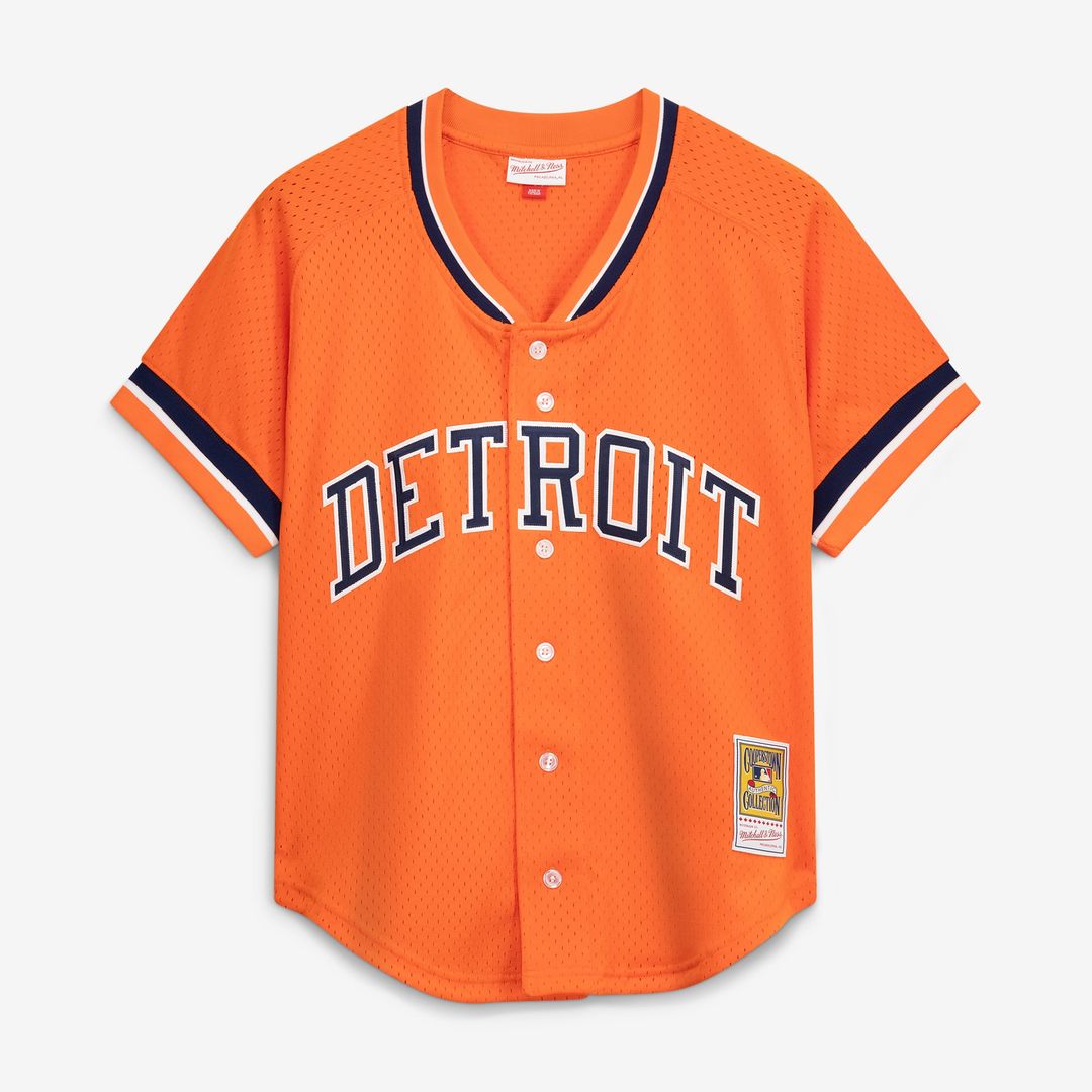 Detroit Tigers Mitchell & Ness Kirk Gibson Cooperstown Collection Mesh Batting Practice Button-Up Baseball Jersey - Orange