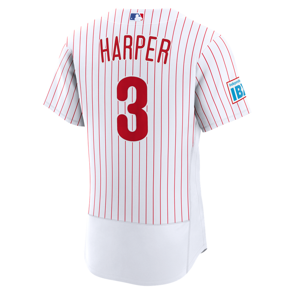 Philadelphia Phillies Nike Bryce Harper Home Authentic Sponsor Patch Baseball Jersey - White