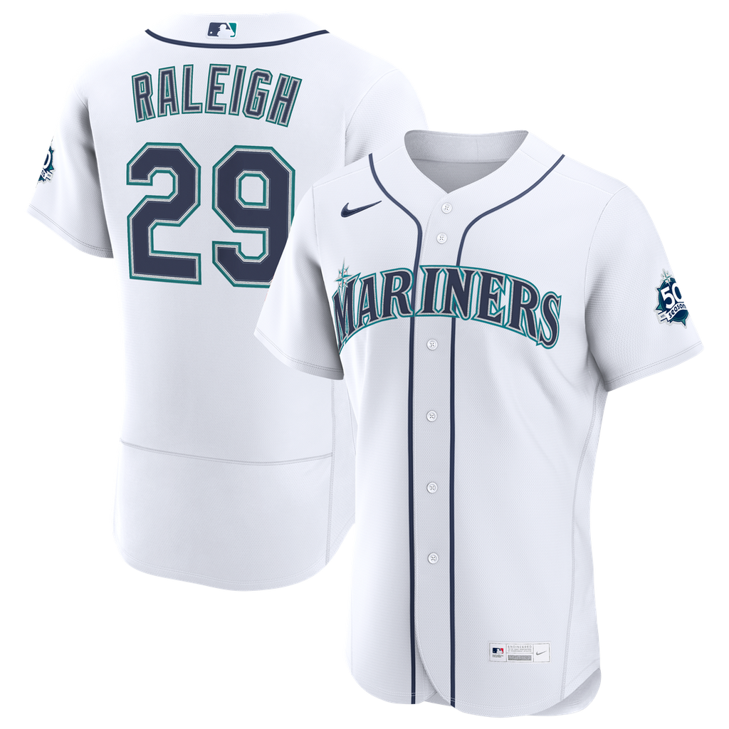Seattle Mariners Nike Cal Raleigh Home 50th Season Authentic Baseball Jersey - White