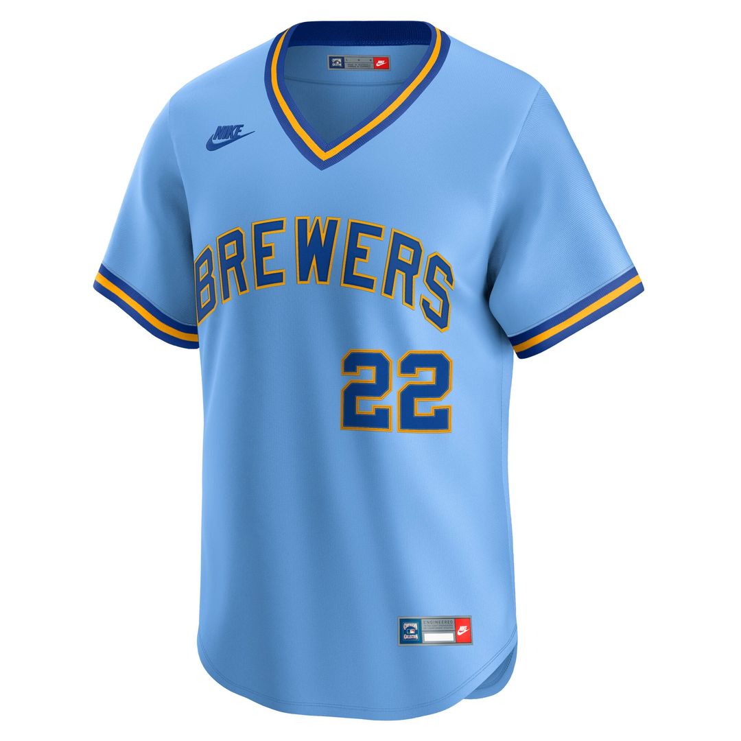 Milwaukee Brewers Nike Christian Yelich Cooperstown Collection Limited Baseball Jersey - Powder Blue