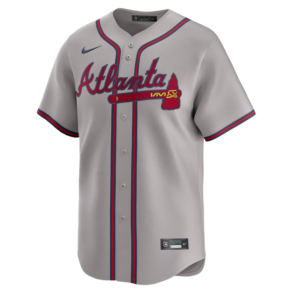 Atlanta Braves Nike Ozzie Albies Road Limited Baseball Jersey - Gray