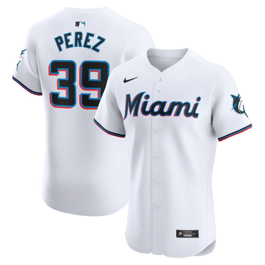 Miami Marlins Nike Eury Perez Home Elite Baseball Jersey - White