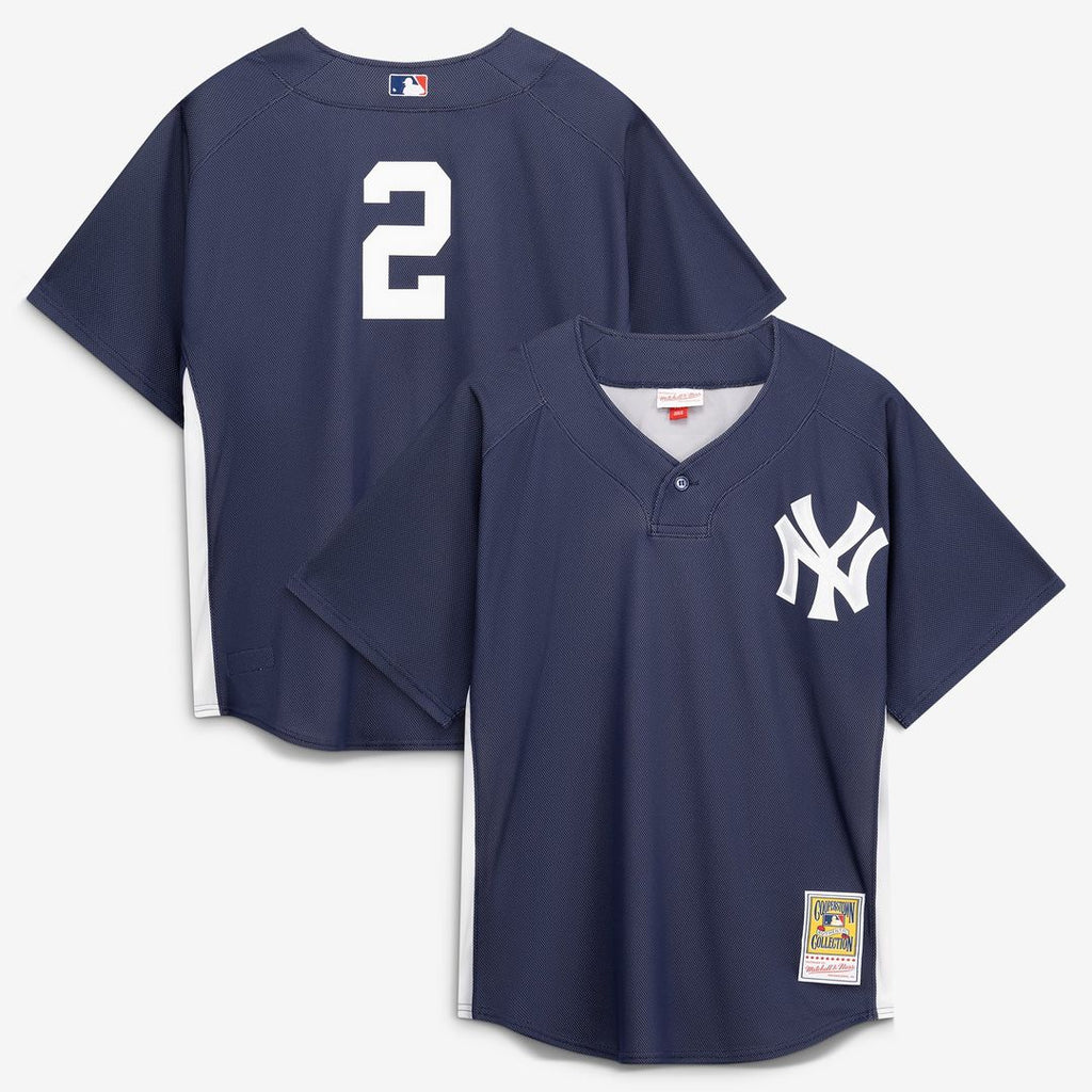 New York Yankees Mitchell & Ness Derek Jeter Authentic Batting Practice Baseball Jersey - Navy