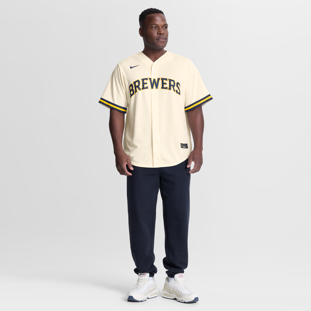 Milwaukee Brewers Nike Christian Yelich Home Replica Baseball Jersey - Cream