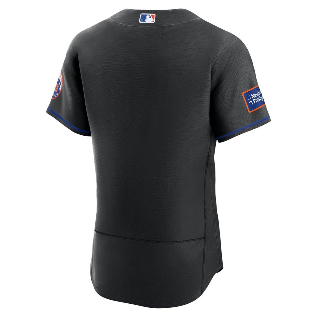 New York Mets Nike Alternate Sponsor Patch Authentic Baseball Jersey - Black