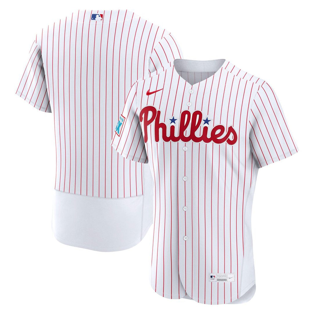 Philadelphia Phillies Nike Home Sponsor Patch Authentic Baseball Jersey - White