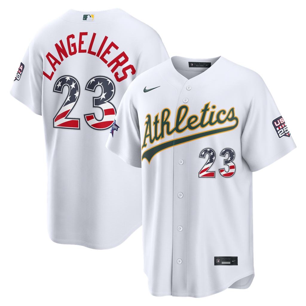 Athletics Nike 2026 All-Star Edition Stars & Stripes Shea Langeliers Stadium Baseball Jersey - White