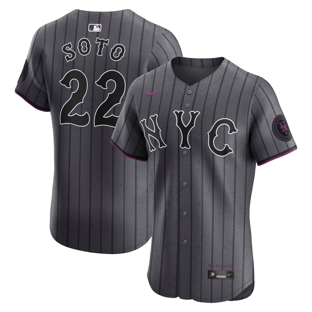 New York Mets Nike Juan Soto City Connect Elite Baseball Jersey - Gray
