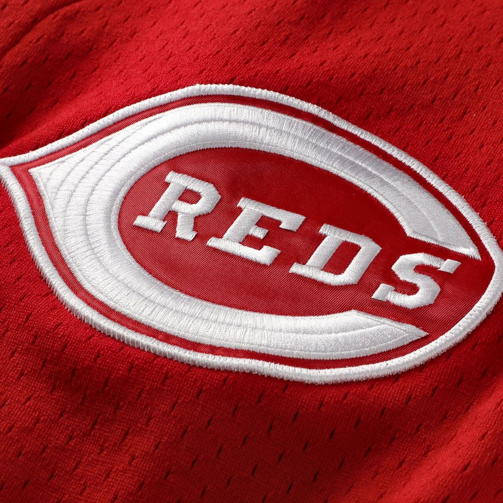 Cincinnati Reds Mitchell & Ness Deion Sanders Cooperstown Mesh Batting Practice Button-Up Baseball Jersey - Red