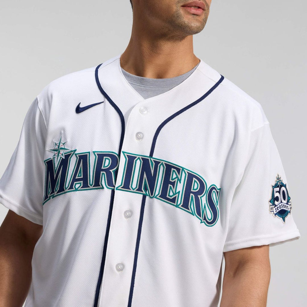 Seattle Mariners Nike 50th Anniversary Patch Home Authentic Baseball Jersey - White