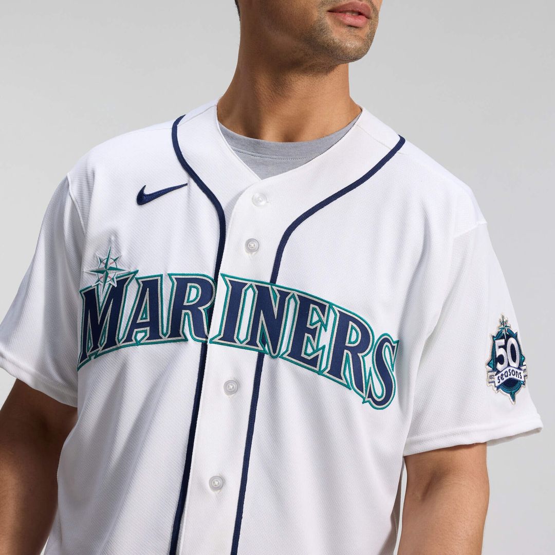 Seattle Mariners Nike 50th Anniversary Patch Home Authentic Baseball Jersey - White