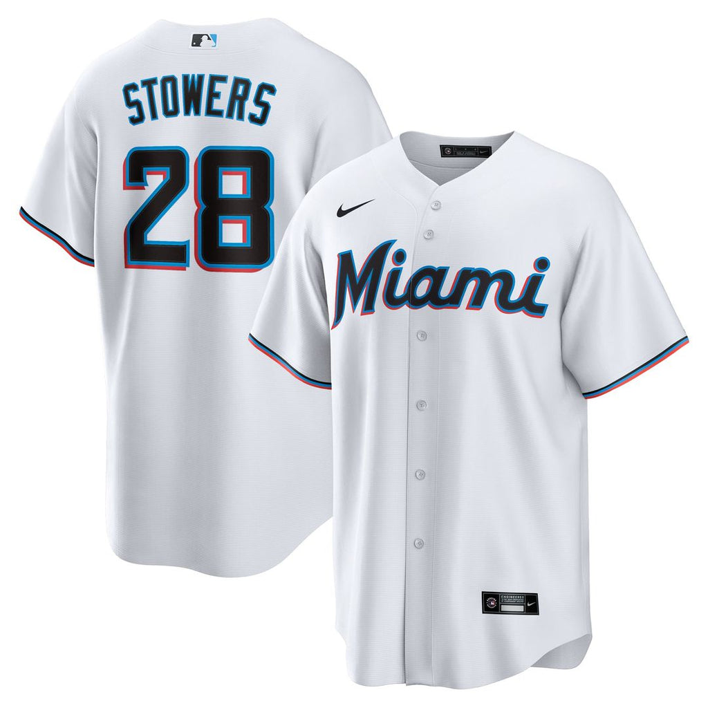 Miami Marlins Nike Kyle Stowers Home Replica Baseball Jersey - White