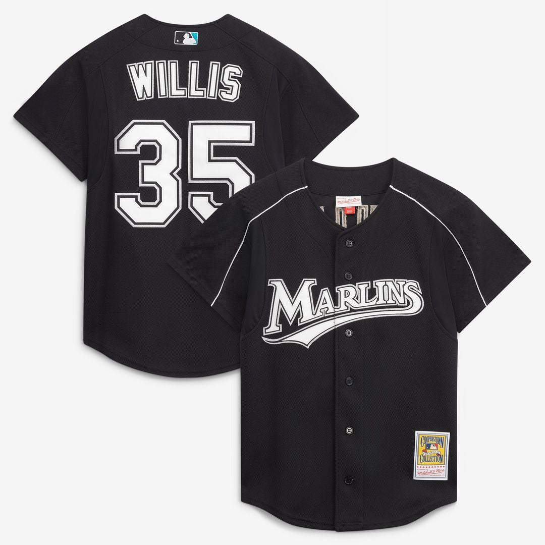 Florida Marlins Mitchell & Ness Dontrelle Willis Cooperstown Collection Mesh Batting Practice Button-Up Baseball Jersey - Black
