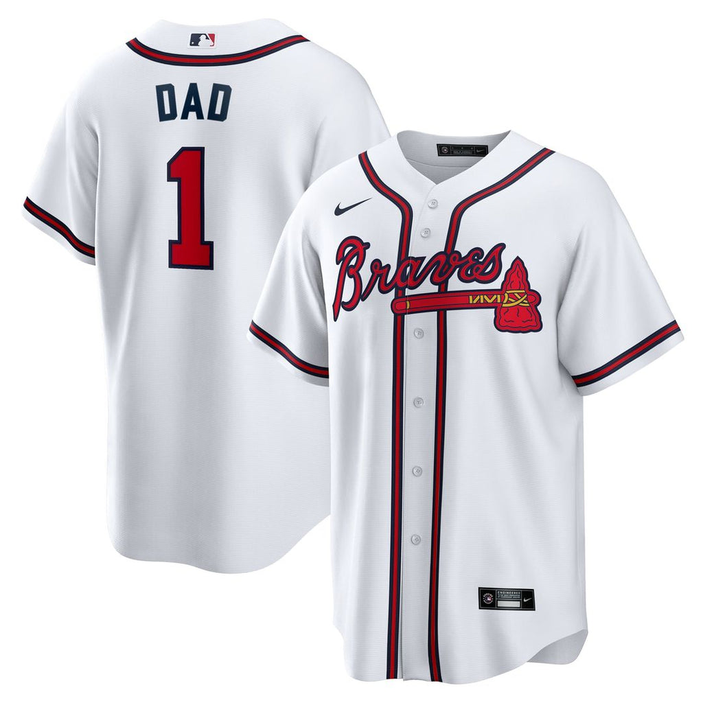 Atlanta Braves Nike #1 Dad Home Replica Baseball Jersey - White