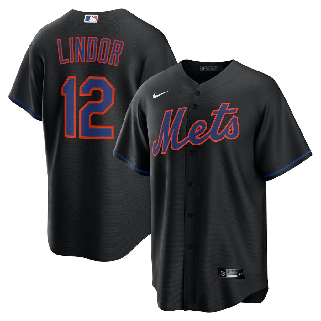 New York Mets Nike Francisco Lindor Alternate Replica Baseball Jersey - Black