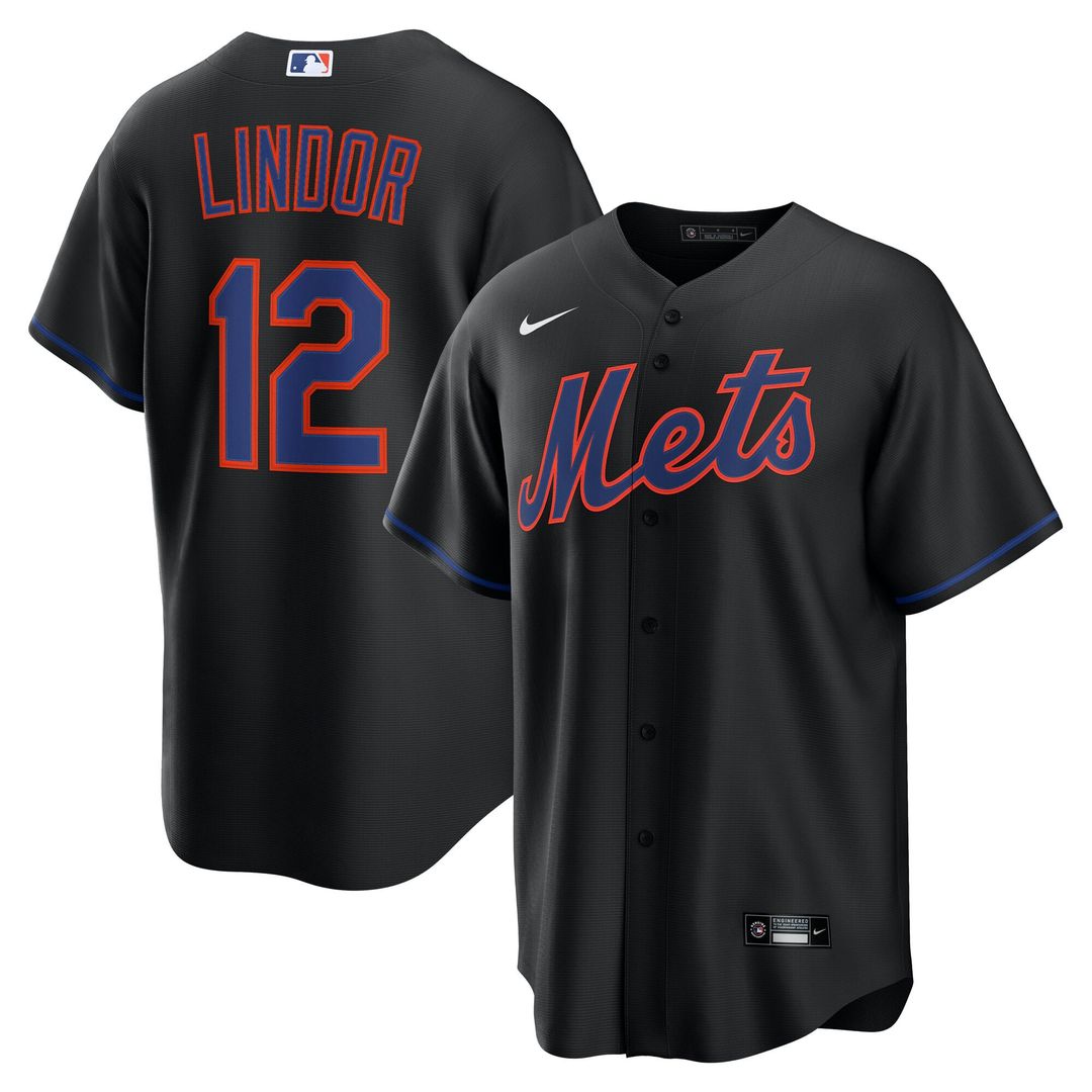 New York Mets Nike Francisco Lindor Alternate Replica Baseball Jersey - Black