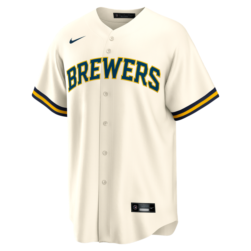 Milwaukee Brewers Nike Bob Uecker Home Retired Player Replica Baseball Jersey - Cream