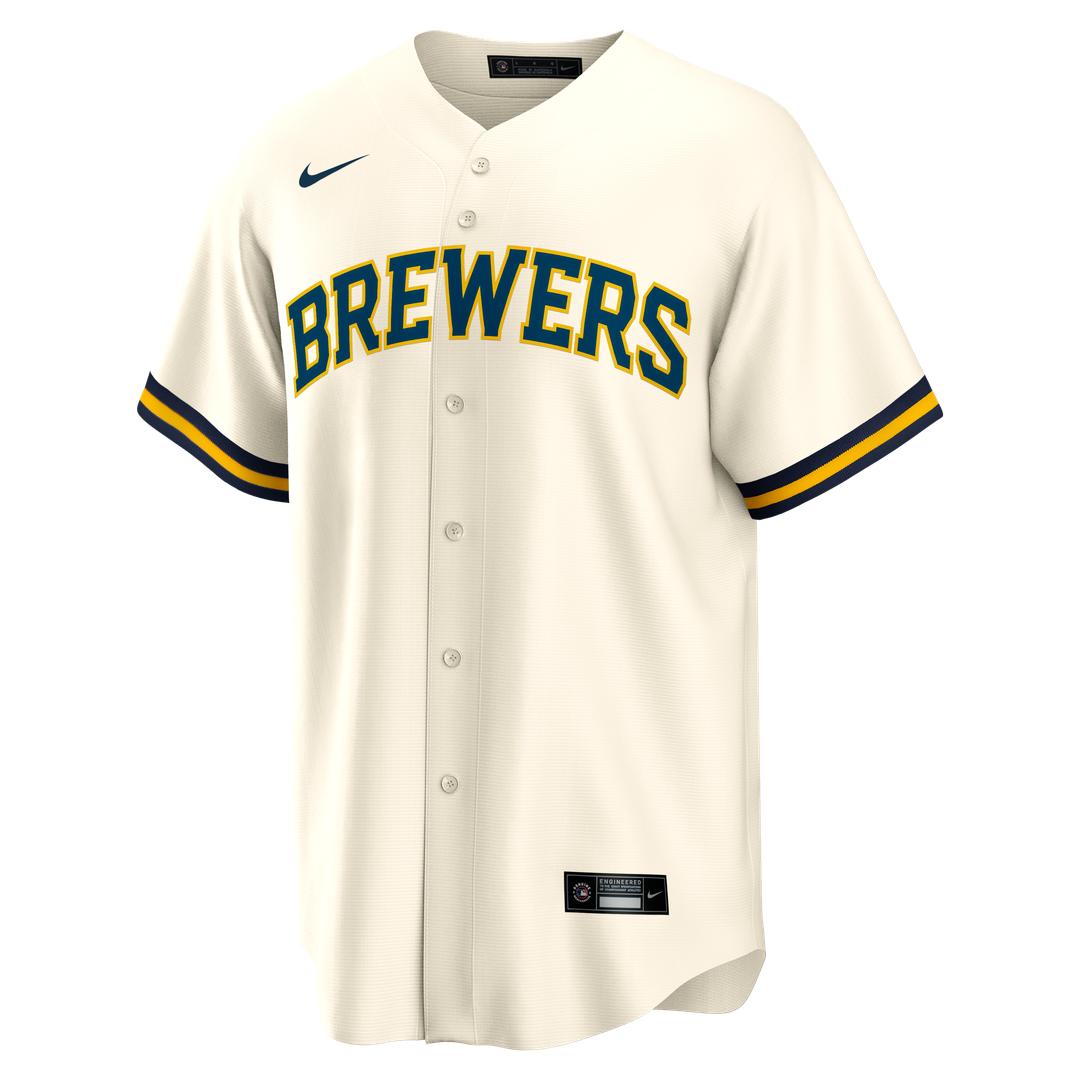 Milwaukee Brewers Nike Bob Uecker Home Retired Player Replica Baseball Jersey - Cream