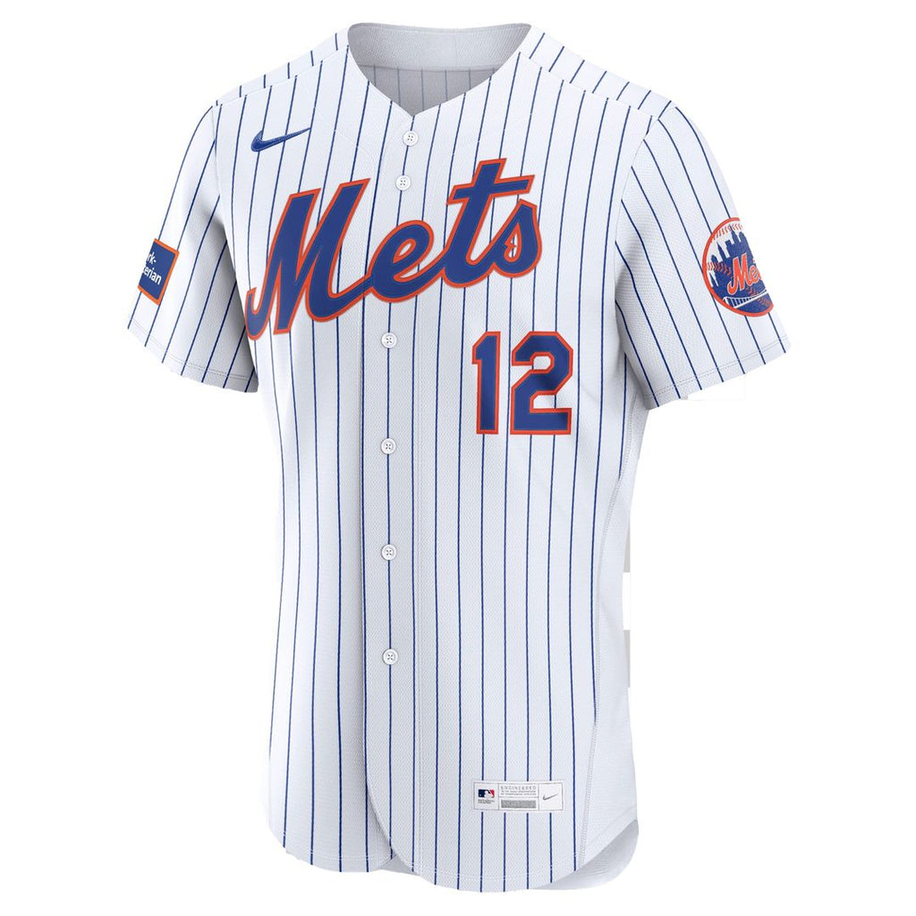 New York Mets Nike Francisco Lindor Home Authentic Sponsor Patch Baseball Jersey - White