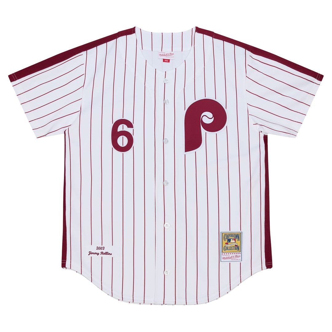 Philadelphia Phillies Mitchell & Ness Jimmy Rollins 2003 Cooperstown Collection Authentic Baseball Jersey - White