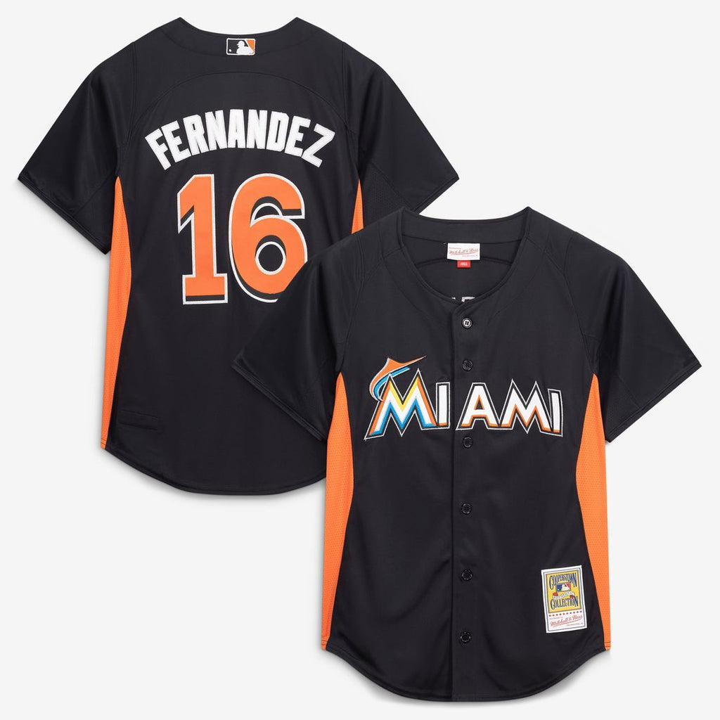 Miami Marlins Mitchell & Ness Jose Fernandez Authentic Batting Practice Baseball Jersey - Black