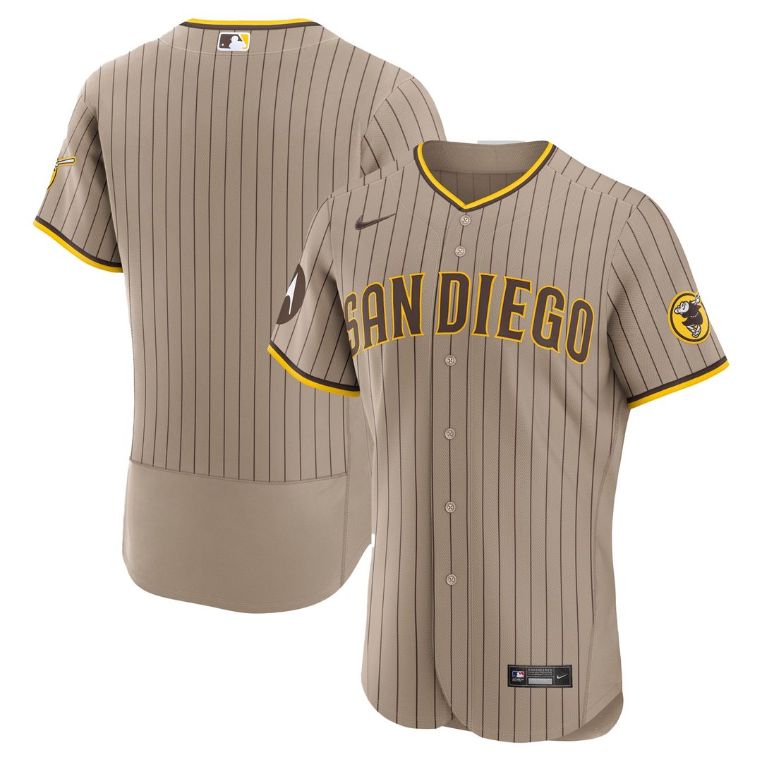 San Diego Padres Nike Alternate Sponsor Patch Authentic Baseball Jersey - Khaki