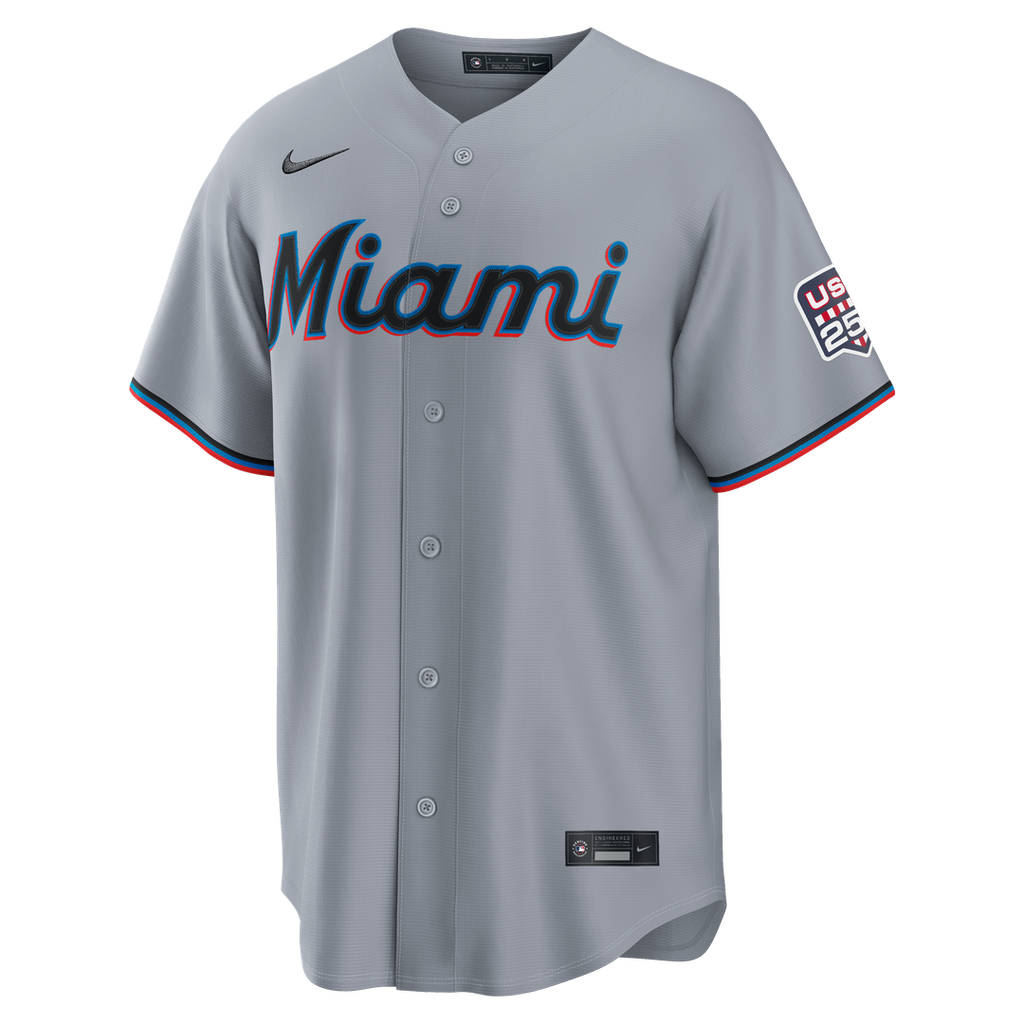 Miami Marlins Nike Fourth of July Kyle Stowers USA 250 Stadium Baseball Jersey - Gray