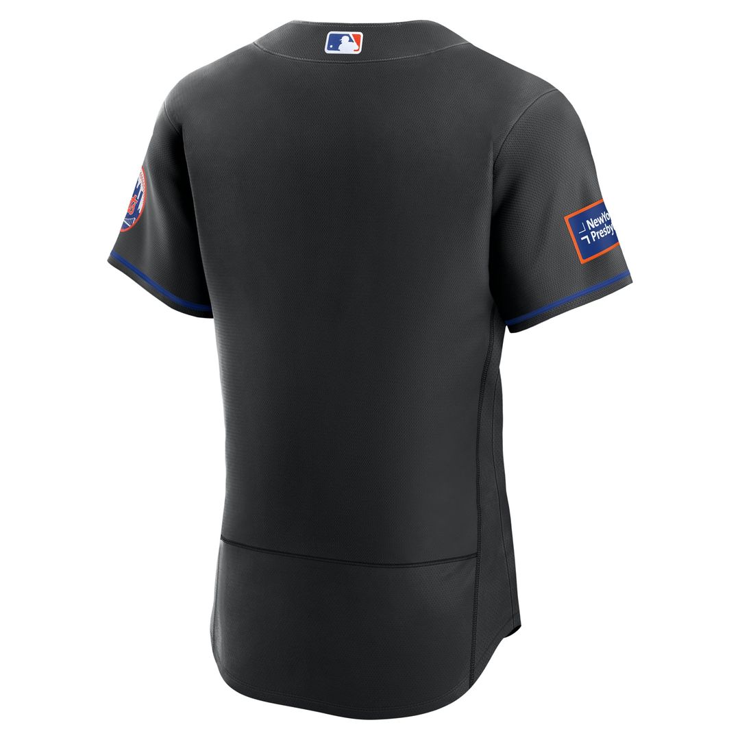New York Mets Nike Alternate Sponsor Patch Authentic Baseball Jersey - Black